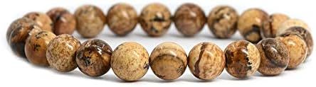 Justinstones Gem Semi Precious Gemstone 8mm Round Beads Stretch Bracelet 7 Inch Unisex