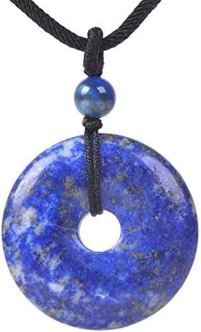 JUST IN STONES Gemstone 30mm Donut Beads Reiki Chakra Pendant Necklace Handmade Jewelry 22 Inch