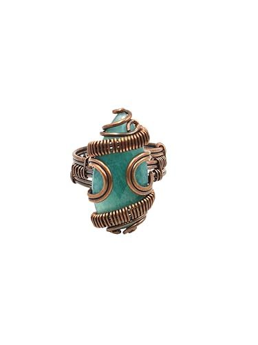 Green Jade Gemstone Ring Wire Wrapped Rings Copper Wire Wrapped Oxidized Ring Handcrafted Beautiful Ring Stylish Jewelry Gift For Her, Stone, Jade