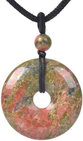 JUST IN STONES Gemstone 30mm Donut Beads Reiki Chakra Pendant Necklace Handmade Jewelry 22 Inch