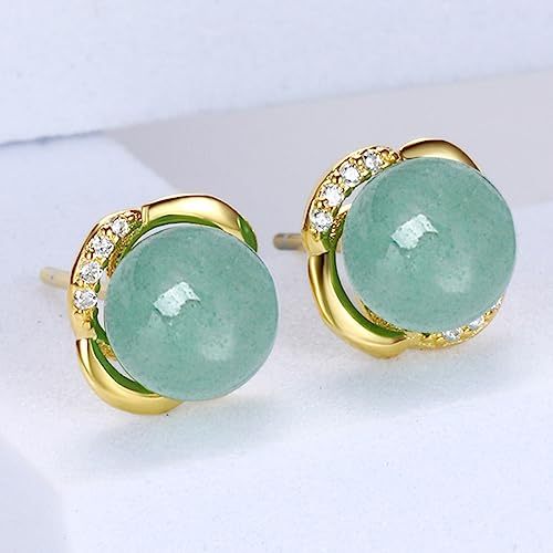 Jade Stud Earrings - Green Jade Sterling Silver Crown Studs, Good Luck Handmade Earrings for Graduation, Birthday, Anniversary