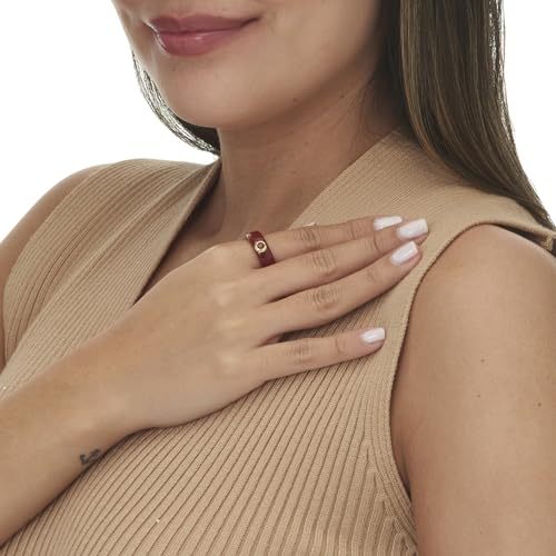 Palm Beach Jewelry 10K Yellow Gold Round Genuine Garnet and Red Genuine Jade Bezel Set Ring