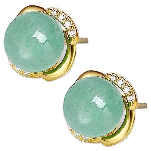 Jade Stud Earrings - Green Jade Sterling Silver Crown Studs, Good Luck Handmade Earrings for Graduation, Birthday, Anniversary