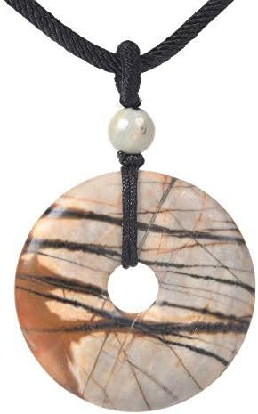 JUST IN STONES Gemstone 30mm Donut Beads Reiki Chakra Pendant Necklace Handmade Jewelry 22 Inch