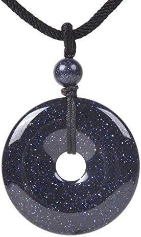 JUST IN STONES Gemstone 30mm Donut Beads Reiki Chakra Pendant Necklace Handmade Jewelry 22 Inch