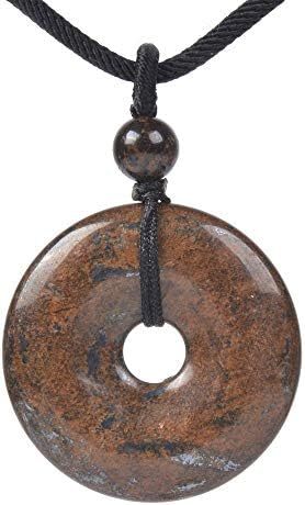 JUST IN STONES Gemstone 30mm Donut Beads Reiki Chakra Pendant Necklace Handmade Jewelry 22 Inch