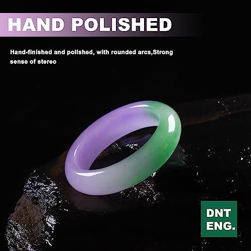Jade Ring for Women, Lavender Ice Jade Band Ring 100% Real Stone Natural Jade Jewelry Crafts Gifts for Women,Size (6-11)