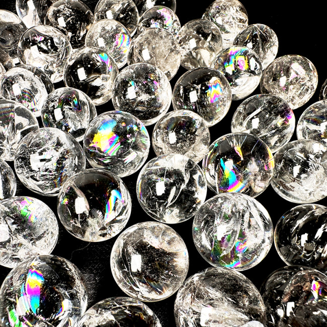 Wholesale Bulk Natural Mini rainbow clear Quartz Sphere Healing Reiki Crystal Small Size 1.8-2.2cm Ball Folk Crafts