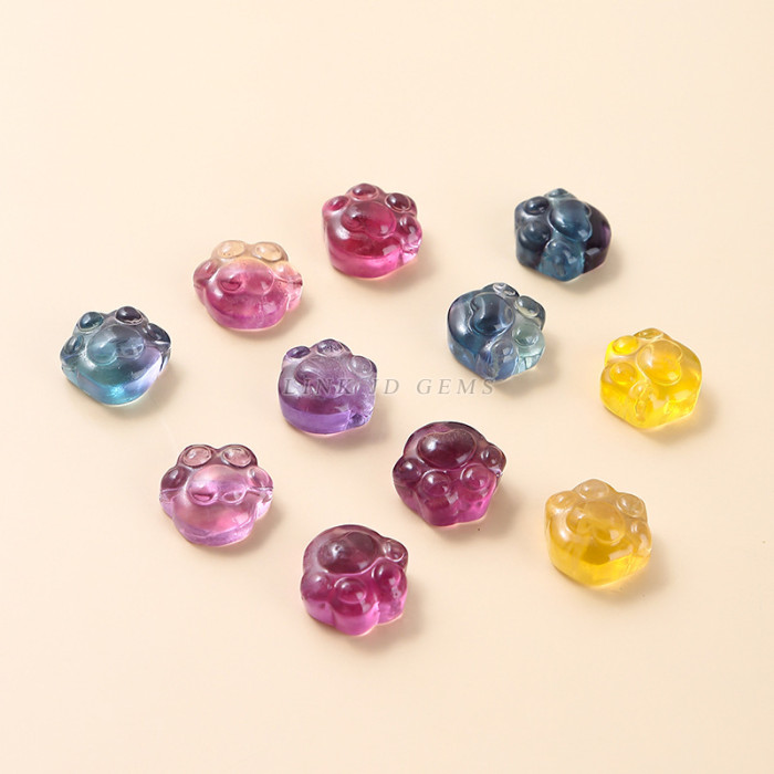 Wholesale fashion mini natural rainbow fluorite healing stone crystal mini carved decoration in 2025