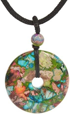 JUST IN STONES Gemstone 30mm Donut Beads Reiki Chakra Pendant Necklace Handmade Jewelry 22 Inch