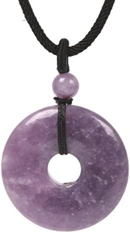 JUST IN STONES Gemstone 30mm Donut Beads Reiki Chakra Pendant Necklace Handmade Jewelry 22 Inch