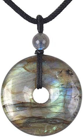 JUST IN STONES Gemstone 30mm Donut Beads Reiki Chakra Pendant Necklace Handmade Jewelry 22 Inch