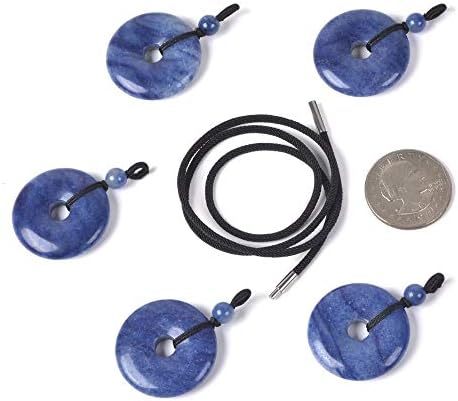JUST IN STONES Gemstone 30mm Donut Beads Reiki Chakra Pendant Necklace Handmade Jewelry 22 Inch