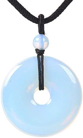 JUST IN STONES Gemstone 30mm Donut Beads Reiki Chakra Pendant Necklace Handmade Jewelry 22 Inch