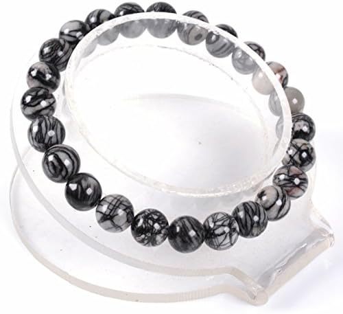 Justinstones Gem Semi Precious Gemstone 8mm Round Beads Stretch Bracelet 7 Inch Unisex
