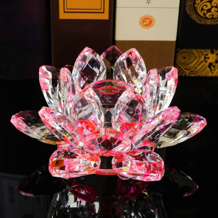 Colorful crystal lotus color reflection feng shui home decoration