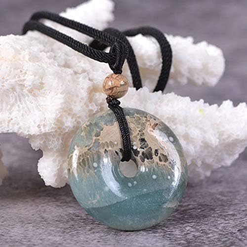 JUST IN STONES Gemstone 30mm Donut Beads Reiki Chakra Pendant Necklace Handmade Jewelry 22 Inch