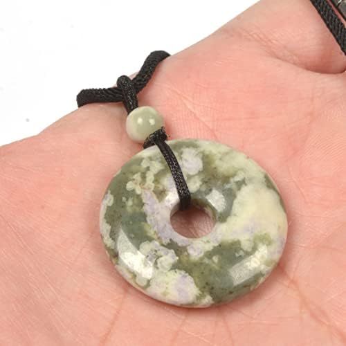 JUST IN STONES Gemstone 30mm Donut Beads Reiki Chakra Pendant Necklace Handmade Jewelry 22 Inch