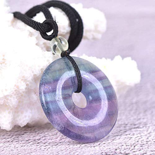JUST IN STONES Gemstone 30mm Donut Beads Reiki Chakra Pendant Necklace Handmade Jewelry 22 Inch
