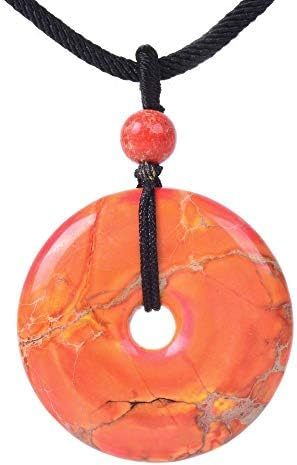 JUST IN STONES Gemstone 30mm Donut Beads Reiki Chakra Pendant Necklace Handmade Jewelry 22 Inch