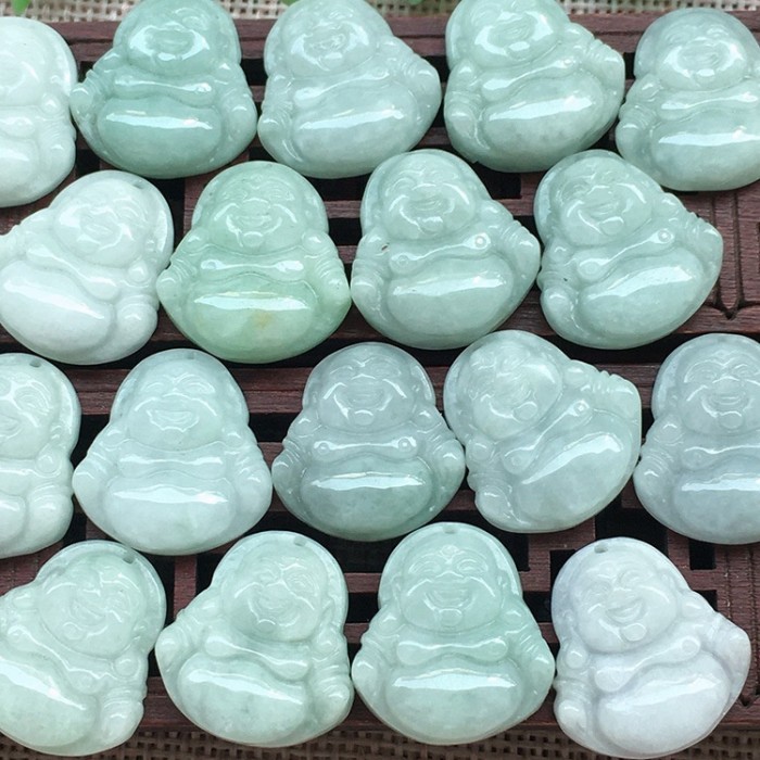 A natural true green Maitreya jade pendant for religious jewelry making