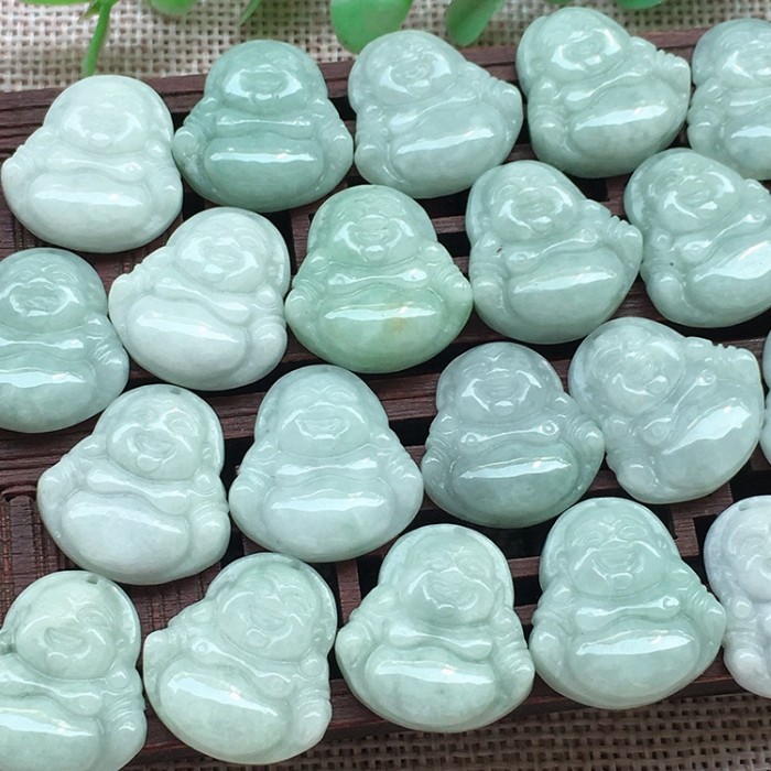 A natural true green Maitreya jade pendant for religious jewelry making