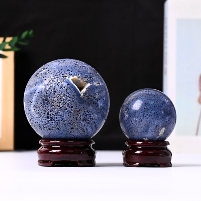 Natural polished crystal ball, blue coral jade ball, gift healing decoration