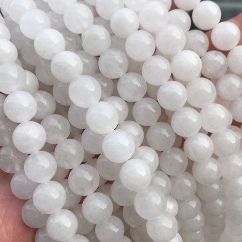 Natural jade round beads, loose round beads, Chinese white jade, designer Diy stand, jewelry making, handcrafted self-service