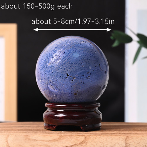 Natural polished crystal ball, blue coral jade ball, gift healing decoration