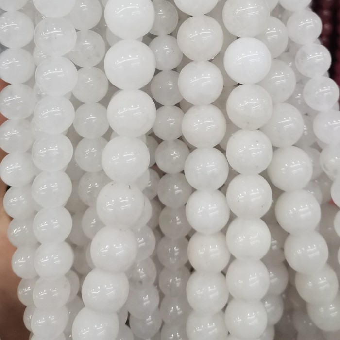 Natural jade round beads, loose round beads, Chinese white jade, designer Diy stand, jewelry making, handcrafted self-service