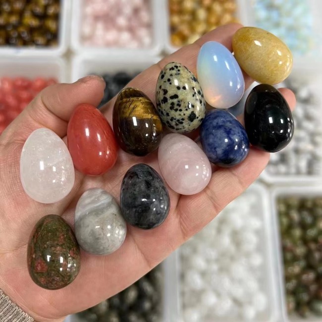 Natural raw tiger's eye quartz polished obsidian 30mm egg-shaped crystal jewelry gemstone Easter home desk decoration