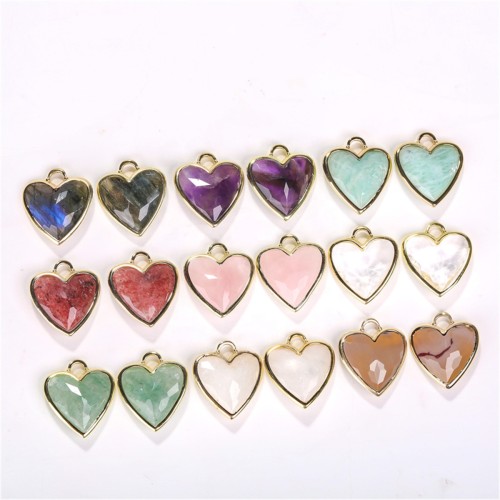 Factory wholesale natural raw gemstone jade gift pendants with heart-shaped gemstone shells