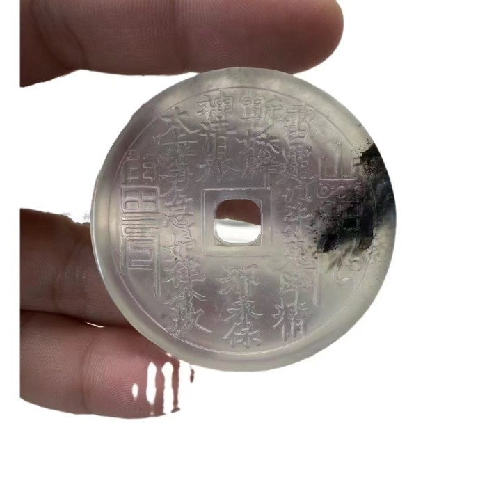Authentic Chinese ancient coin creative design natural jadeite mountain god pendant, fashionable and unisex jadeite wholesale