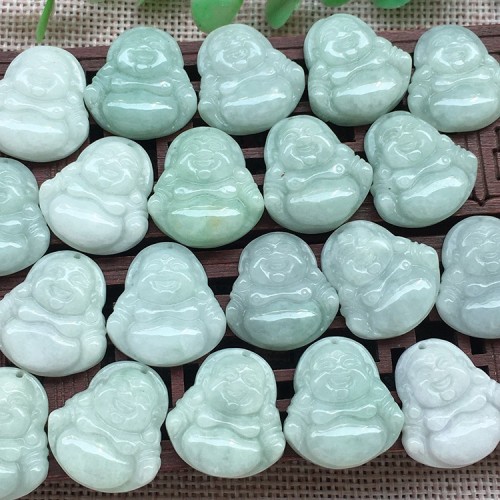 A natural true green Maitreya jade pendant for religious jewelry making