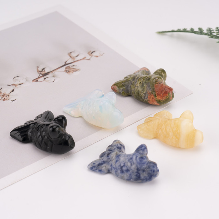 Wholesale natural crystal jadeite, high-quality goldfish, animal mini gemstones, exquisitely carved pendant gifts