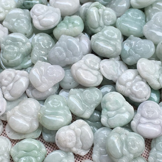 A natural true green Maitreya jade pendant for religious jewelry making