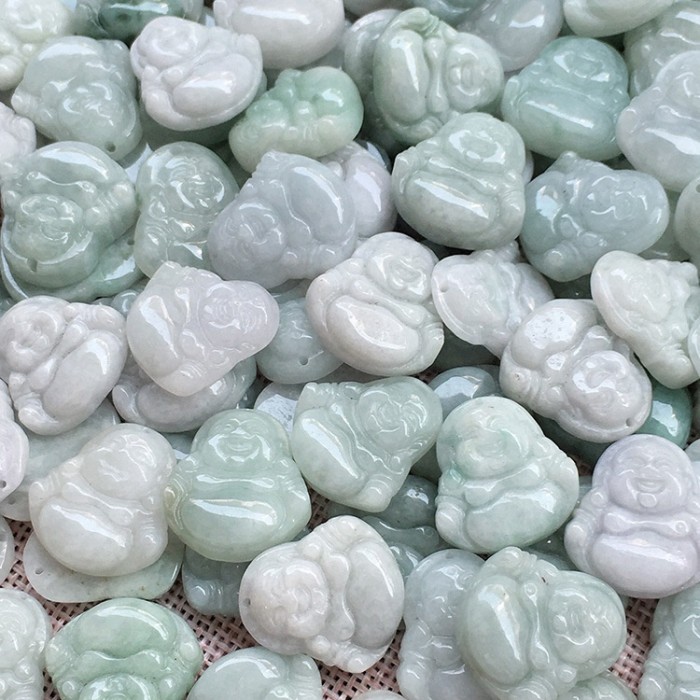A natural true green Maitreya jade pendant for religious jewelry making