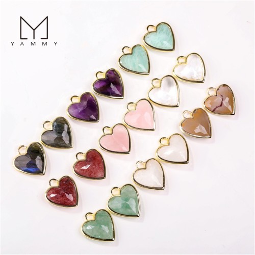 Factory wholesale natural raw gemstone jade gift pendants with heart-shaped gemstone shells