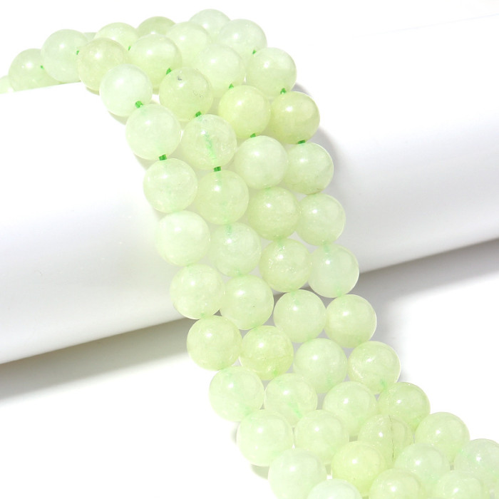 DIY handmade men's and women's jewelry made of Hetian jade round beads, clear water green, light green, light green, white jade scattered beads