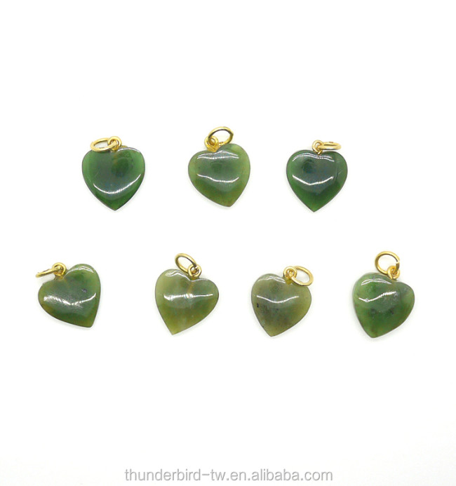 Wholesale high-quality loose stone natural genuine green jade nephrite heart-shaped pendants