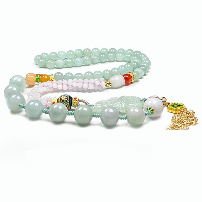 Jade and pearl necklace, creative cabbage carving jewelry
