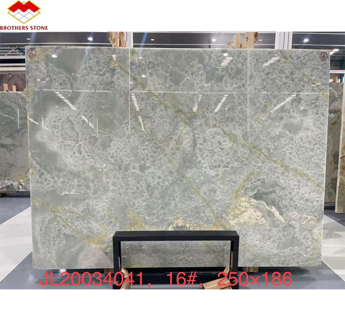 Modern blue agate marble slabs polished natural blue agate jade with golden veins, used for hotel projects