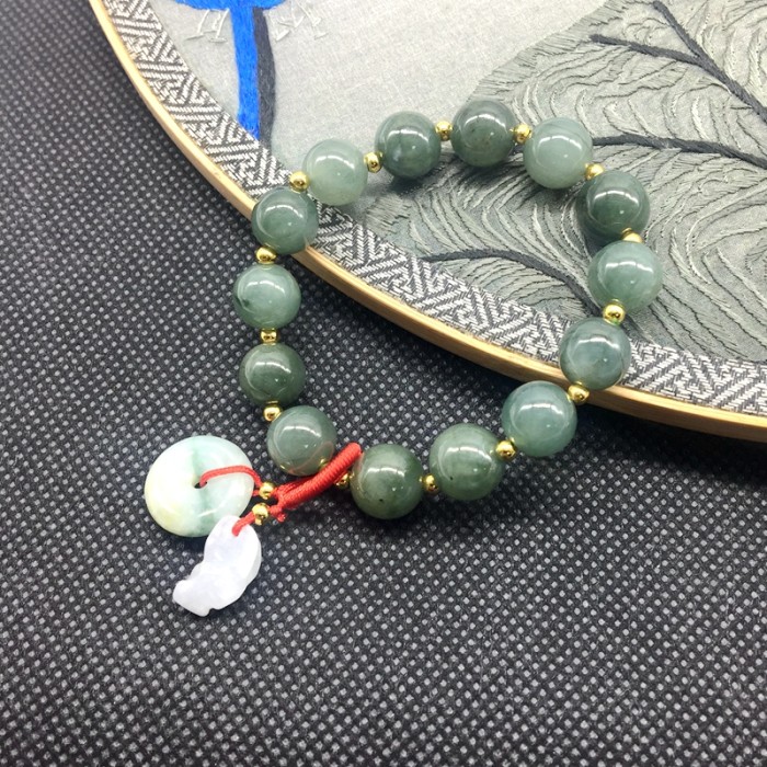 Natural Burmese jade green jadeite pearl stone bracelet, women's bracelet, doughnut, charming money bag, pi Xiu, pi Yao