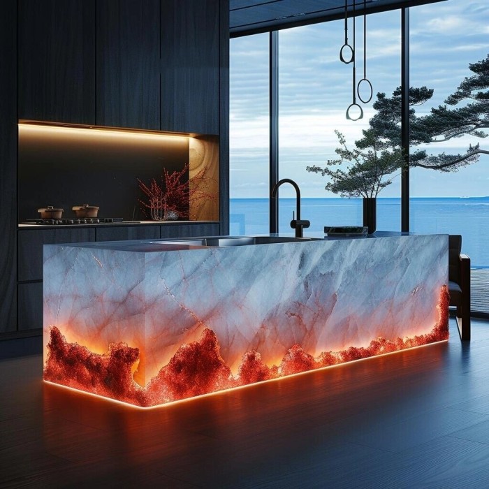 Modern style glow jade kitchen island countertop polished artificial quartz natural agate specially designed for hotel style