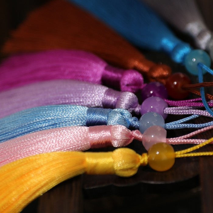 7 cm jade bead mini tassel handcrafted soft small craft tassel jewelry making DIY project bookmark pendant accessory