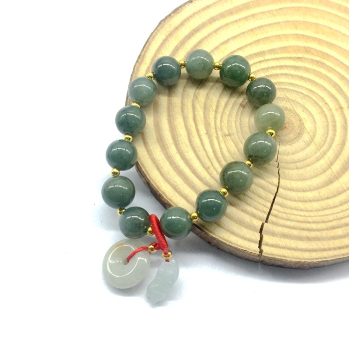 Natural Burmese jade green jadeite pearl stone bracelet, women's bracelet, doughnut, charming money bag, pi Xiu, pi Yao