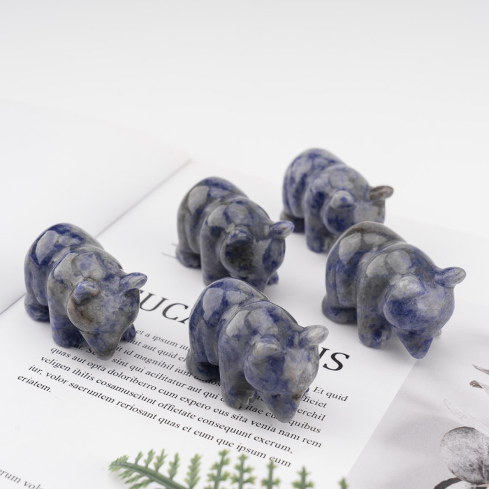 BBZ jade TIFA carved bear statue, natural blue jade animal sculpture carving, home decoration gift