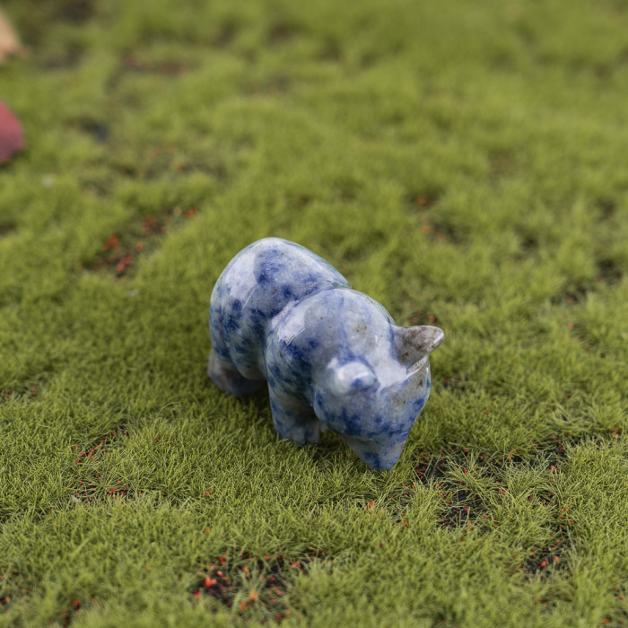 BBZ jade TIFA carved bear statue, natural blue jade animal sculpture carving, home decoration gift