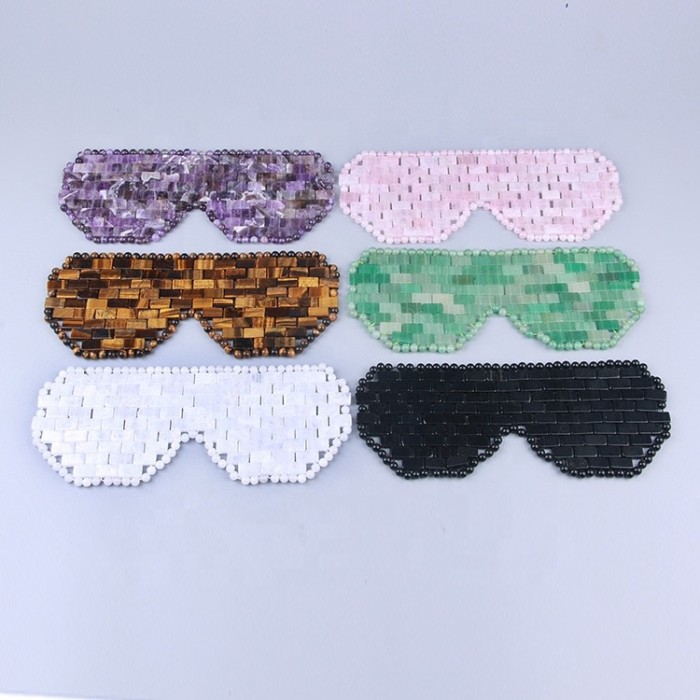 OEM new golden supplier jade eye mask, crystal healing stone, transparent quartz crystal eye mask