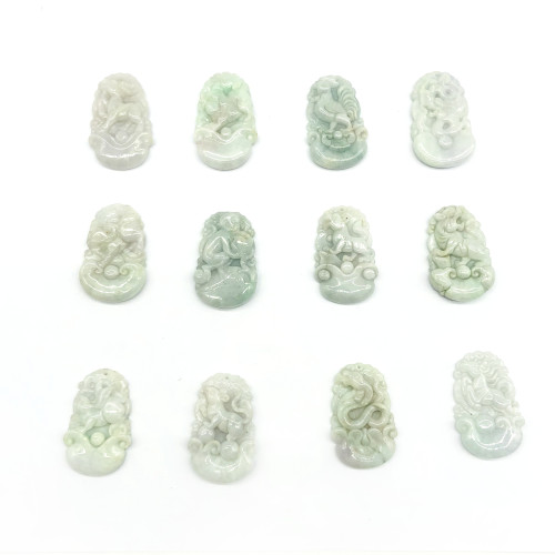Natural Burmese jade pendant, 12 zodiac jade pendant
